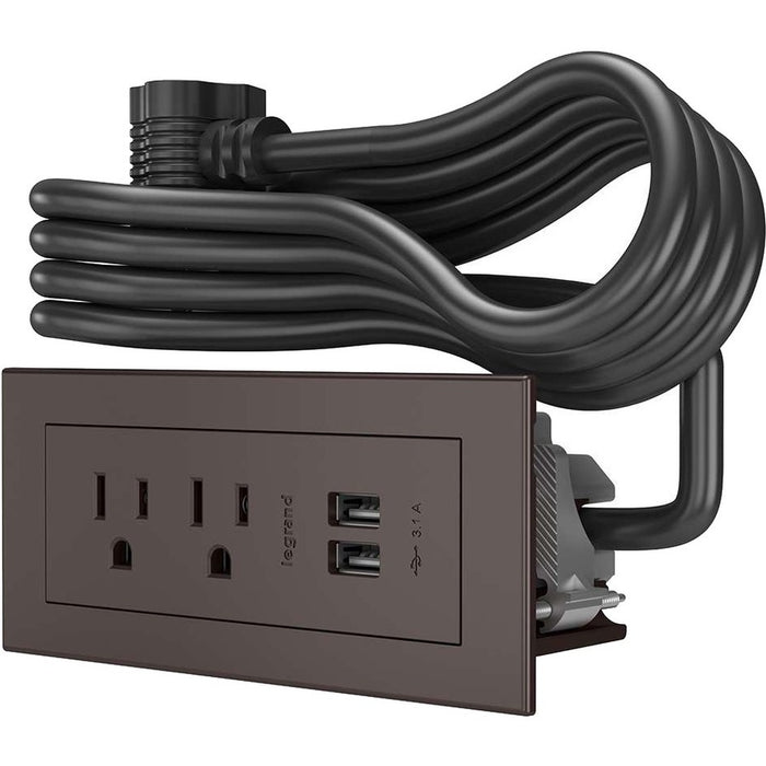 Wiremold Wiremold Radiant Furniture Power Center (2) Outlet (2) USB, Brown - CGO16365