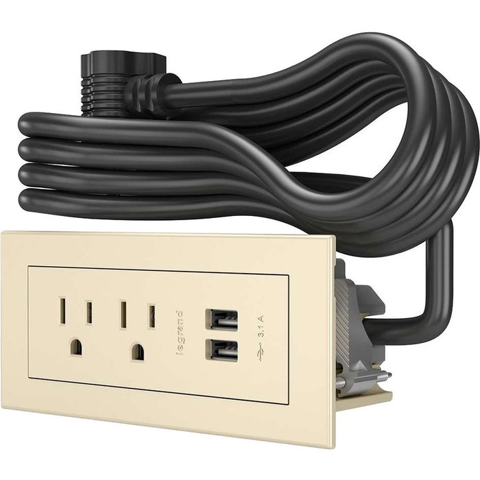 Wiremold Wiremold Radiant Furniture Power Center (2) Outlet (2) USB, White - CGO16366