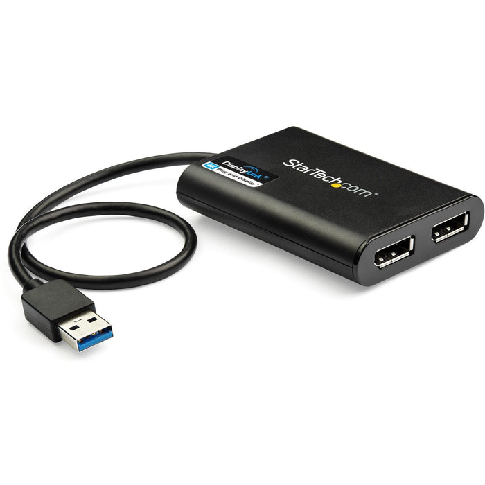 StarTech.com USB to Dual DisplayPort Adapter - 4K 60Hz - USB 3.0 5Gbps - USB Dual Monitor Adapter - Dual DisplayPort Adapter - DisplayLink Certified - STCUSB32DP24K60