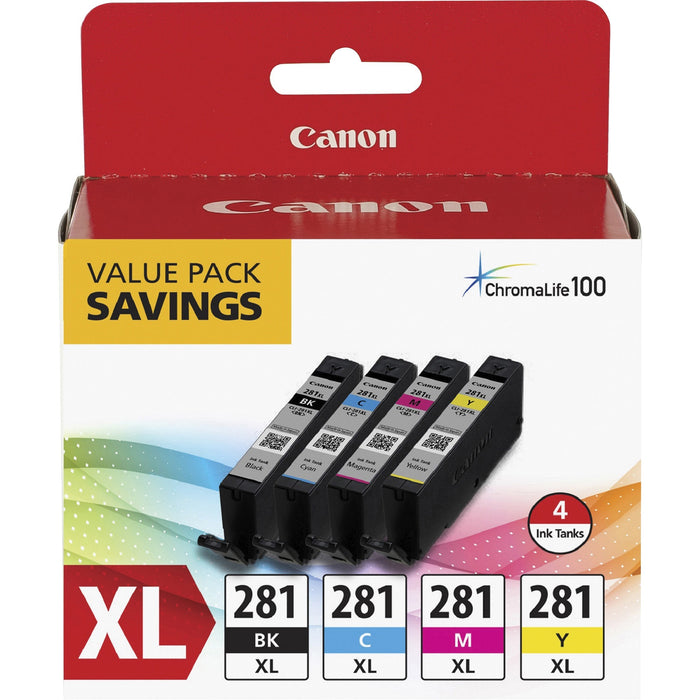 Canon CLI-281XL Original Inkjet Ink Cartridge - Value Pack - Multicolor - 4 / Pack - CNMCLI281XBKCMY