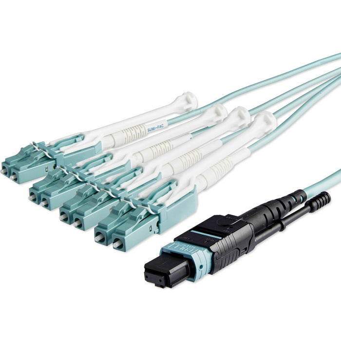 StarTech.com 10m (30ft) MTP(F)/PC to 4x LC/PC Duplex Breakout OM3 Multimode Fiber Optic Cable, OFNP, 40G, 8F Type-A - STCMPO8LCPL10M