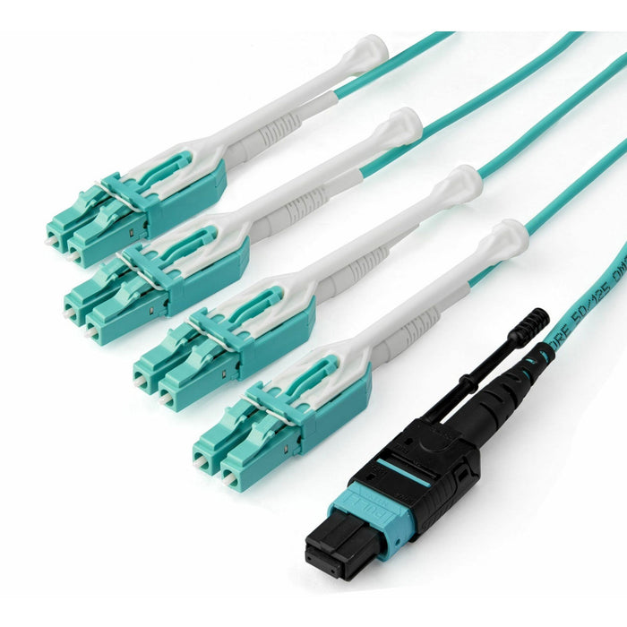 StarTech.com 1m (3ft) MTP(F)/PC to 4x LC/PC Duplex Breakout OM3 Multimode Fiber Optic Cable, OFNP, 40G, 8F Type-A - STCMPO8LCPL1M