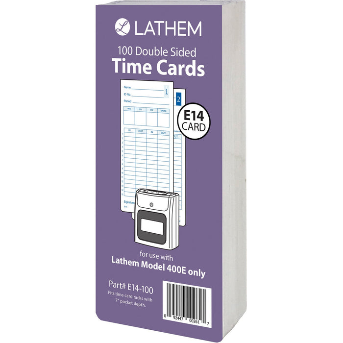 Lathem Model 400E Double Sided Time Cards - LTHE14100