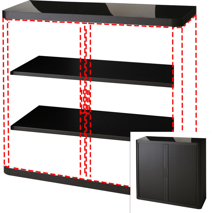 Paperflow easyOffice 41" Black Storage Cabinet Top, Back, Base and Shelves - PPR366014192344