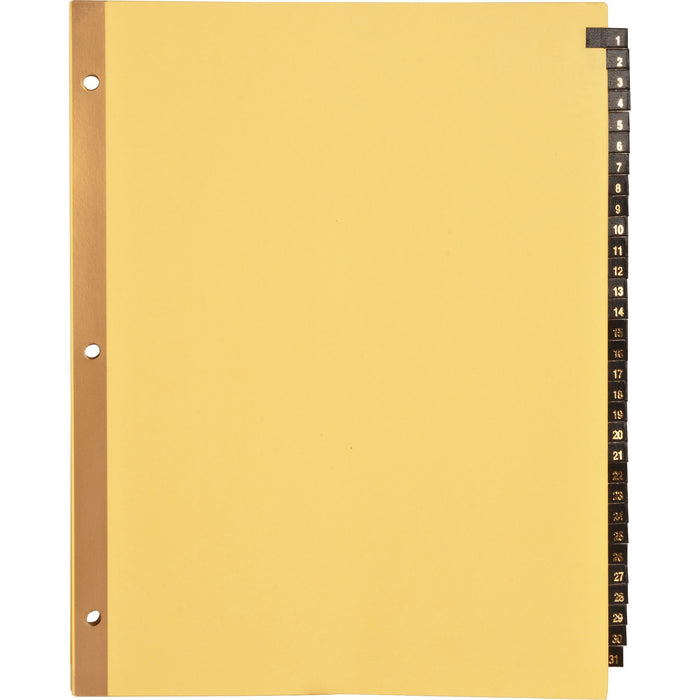 Business Source 1-31 Black Leather Tab Index Dividers - BSN01182