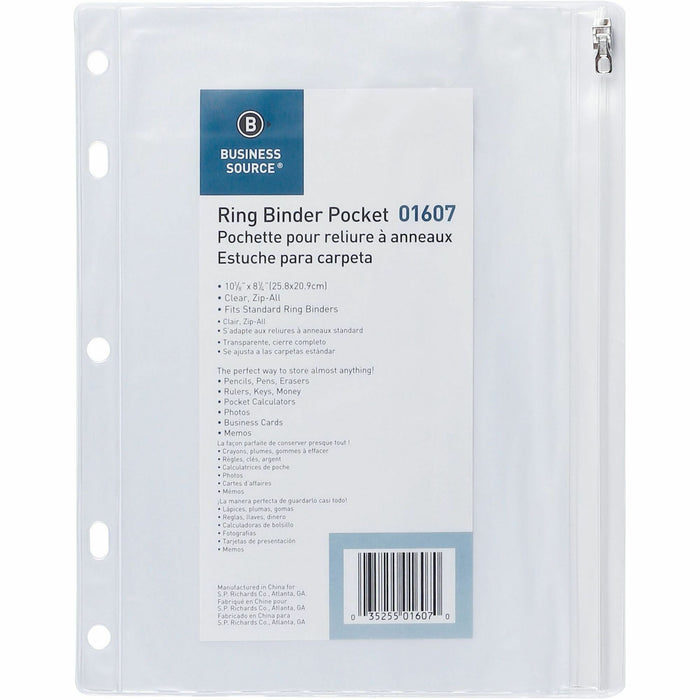 Business Source Punched Economy Binder Pocket - BSN01607