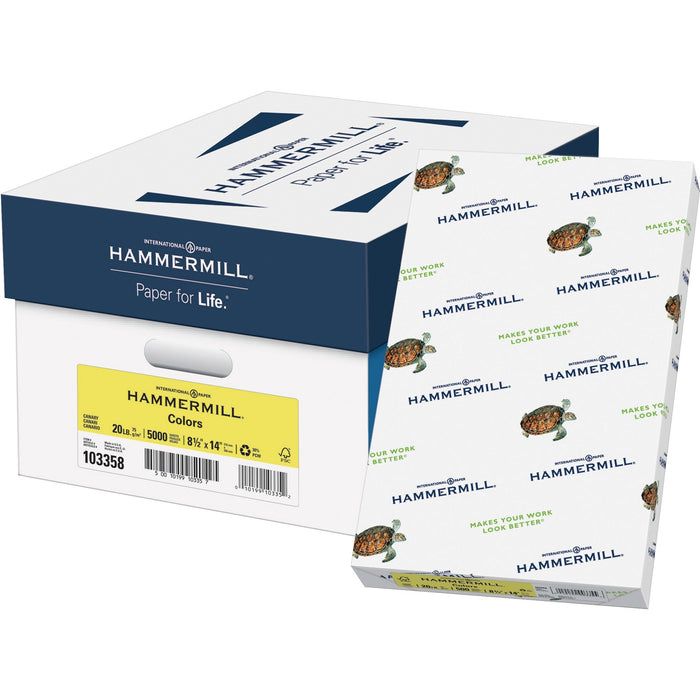 Hammermill Colors Recycled Copy Paper - Canary - HAM103358CT