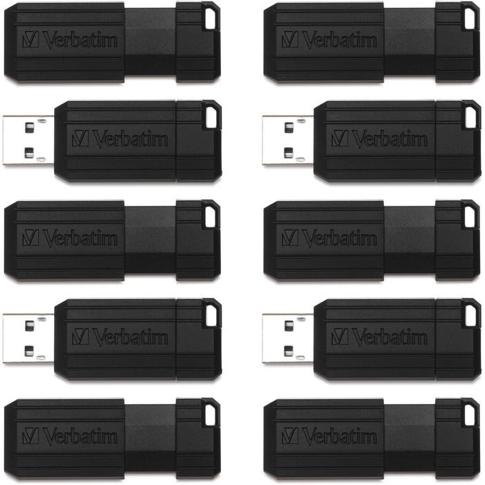 32GB PinStripe USB Flash Drive - Business 10pk - Black - VER70062