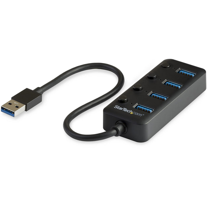 StarTech.com 4 Port USB 3.0 Hub - USB Type-A to 4x USB-A with Individual On/Off Port Switches - SuperSpeed 5Gbps USB 3.1 Gen 1 - Bus Power - STCHB30A4AIB