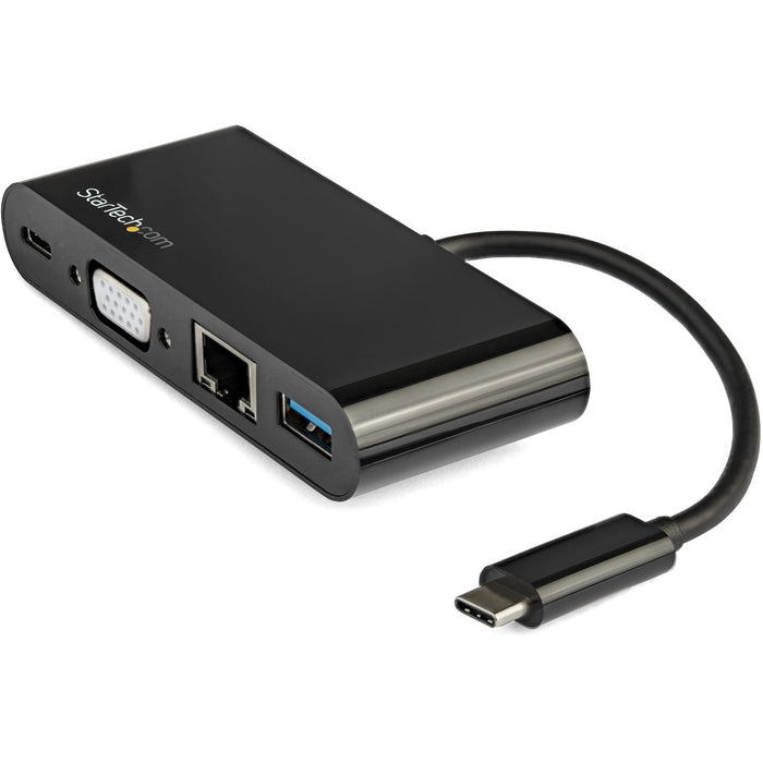 StarTech.com USB C Multiport Adapter - Mini USB-C Dock w/ VGA Video - 60W Power Delivery Passthrough - USB Type-A 5Gbps - Gigabit Ethernet - STCDKT30CVAGPD