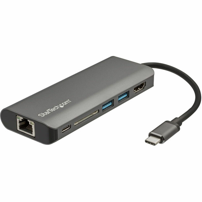 StarTech.com USB C Multiport Adapter - USB Type-C Travel Dock to 4K HDMI, 3x USB Hub, SD, GbE, 60W PD 3.0 Pass-Through - Mini Laptop Dock - STCDKT30CSDHPD3