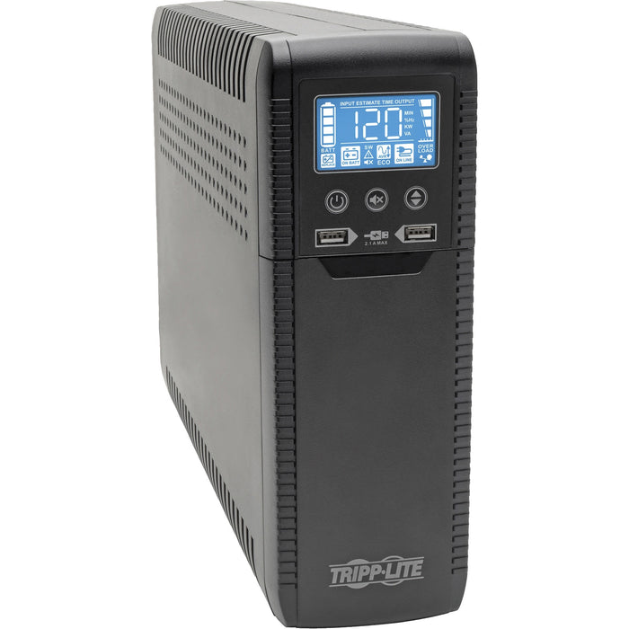 Tripp Lite Line Interactive UPS with USB and 10 Outlets - 120V, 1440VA, 900W, 50/60 Hz, AVR, ECO Series, ENERGY STAR - TRPECO1500LCD