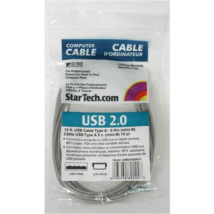 StarTech.com 10 ft USB 2.0 Cable - USB A to Mini B - STCUSB2HABM10