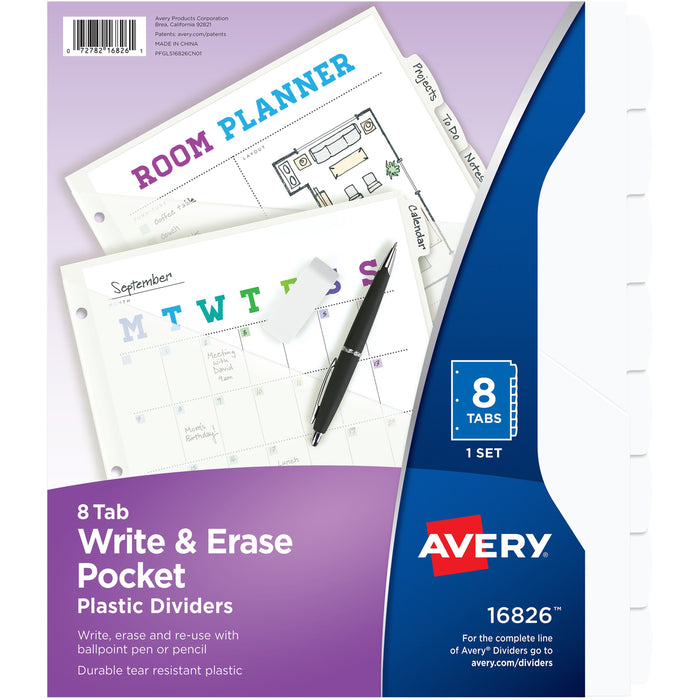 Avery&reg; Write & Erase Pocket Plastic Dividers - AVE16826