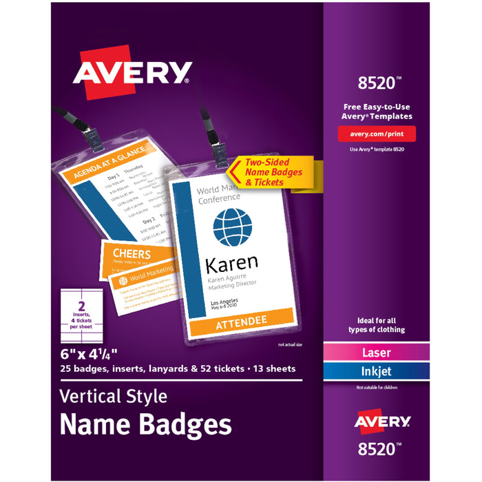 Avery&reg; Vertical Hanging Style Name Badges - AVE8520