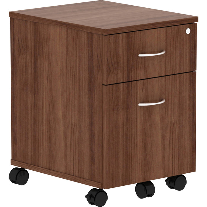 Lorell Relevance Walnut Laminate Mobile Pedestal - 2-Drawer - LLR16230