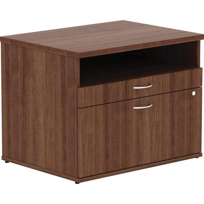 Lorell Walnut Open Shelf File Cabinet Credenza - 2-Drawer - LLR16231