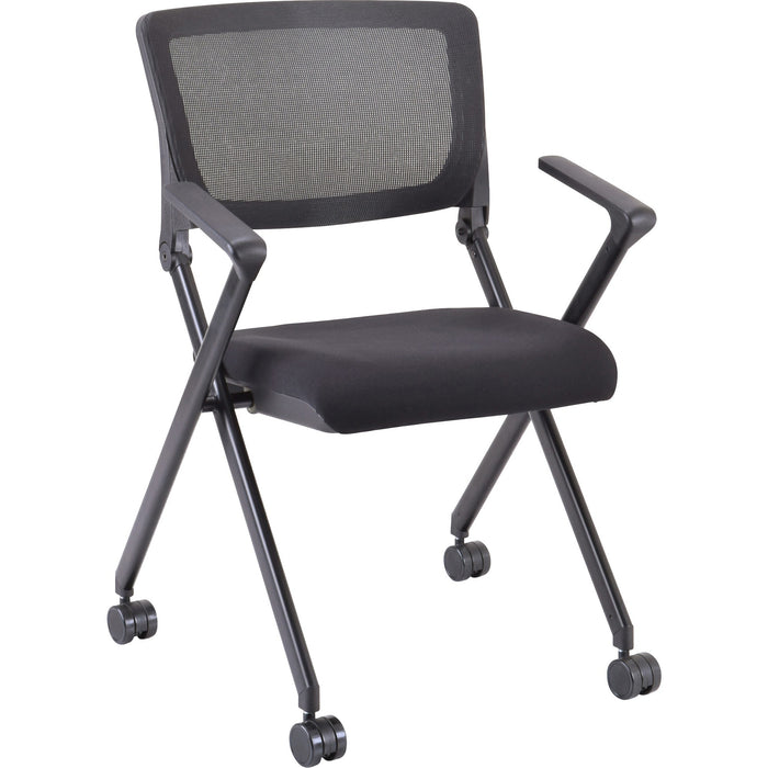 Lorell Plastic Arms Mesh Back Nesting Chair - LLR41845