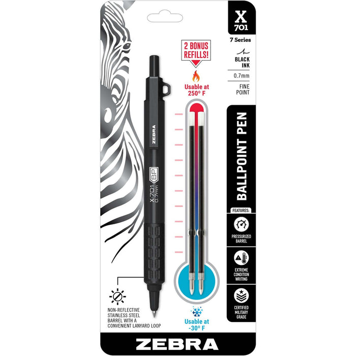 Zebra STEEL 7 Series F-701 Retractable Ballpoint Pen - ZEB29811