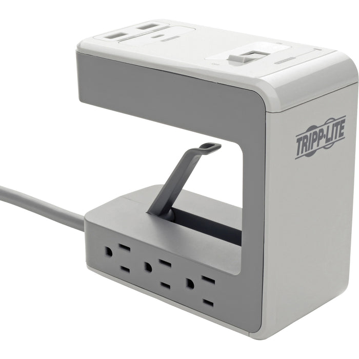 Tripp Lite 6-Outlet Surge Protector w/2 USB-A (2.4A Shared) & 1 USB-C (3A) - 8 ft. (2.43 m) Cord, 1080 Joules, Desk Clamp - TRPTLP648USBC