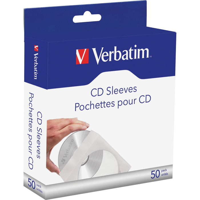 Verbatim CD/DVD Paper Sleeves with Clear Window - 50pk Box - VER70126