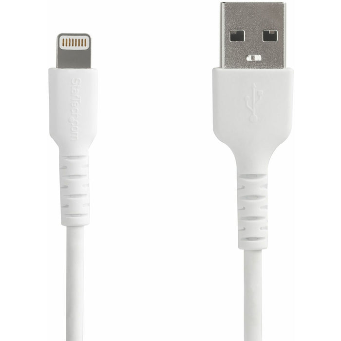 StarTech.com 6 foot/2m Durable White USB-A to Lightning Cable, Rugged Heavy Duty Charging/Sync Cable for Apple iPhone/iPad MFi Certified - STCRUSBLTMM2M