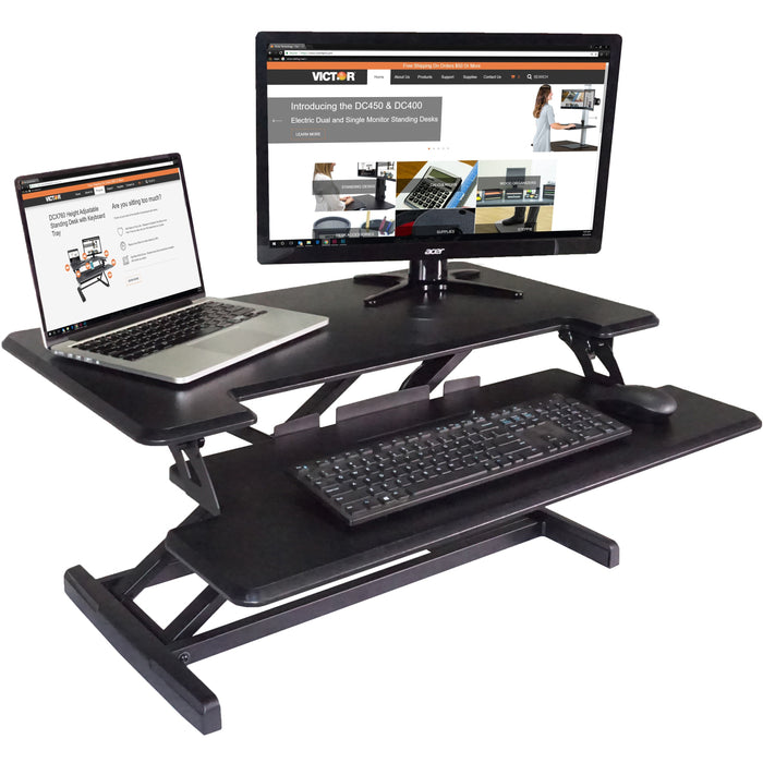 Victor High Rise Height Adjustable Compact Standing Desk with Keyboard Tray - VCTDCX610