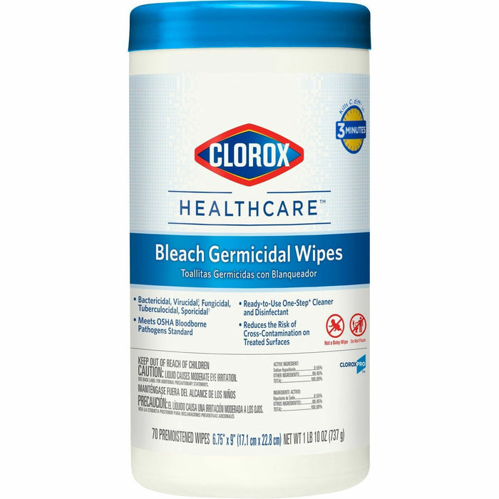 Clorox Healthcare Bleach Germicidal Wipes - CLO35309PL