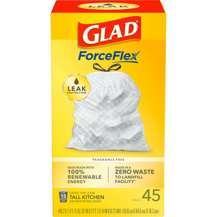 Glad ForceFlex Tall Kitchen Drawstring Trash Bags - CLO78362PL