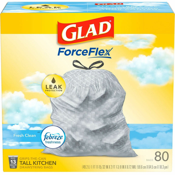 Glad ForceFlex Tall Kitchen Drawstring Trash Bags - CLO78899BD