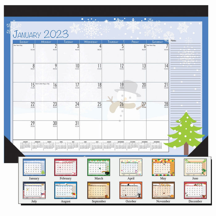 House of Doolittle Monthly Deskpad Calendar Seasonal Holiday Depictions 22 x 17 Inches - HOD139