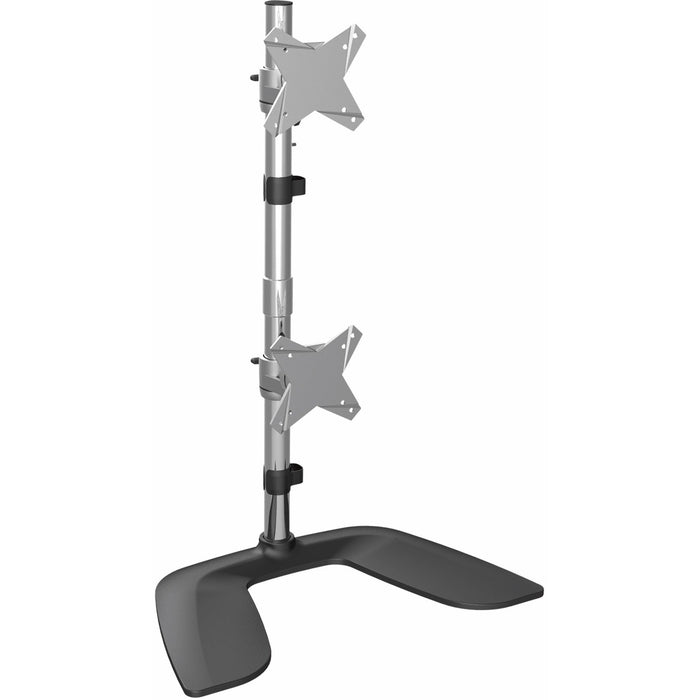 StarTech.com Vertical Dual Monitor Stand, Free Standing Height Adjustable Stacked Monitor Stand up to 27" (17.6lb/8kg) VESA Mount Displays - STCARMDUOVS