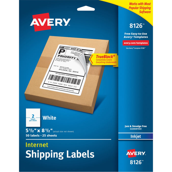 Avery&reg; Inkjet Perforated Internet Shipping Labels - AVE8126