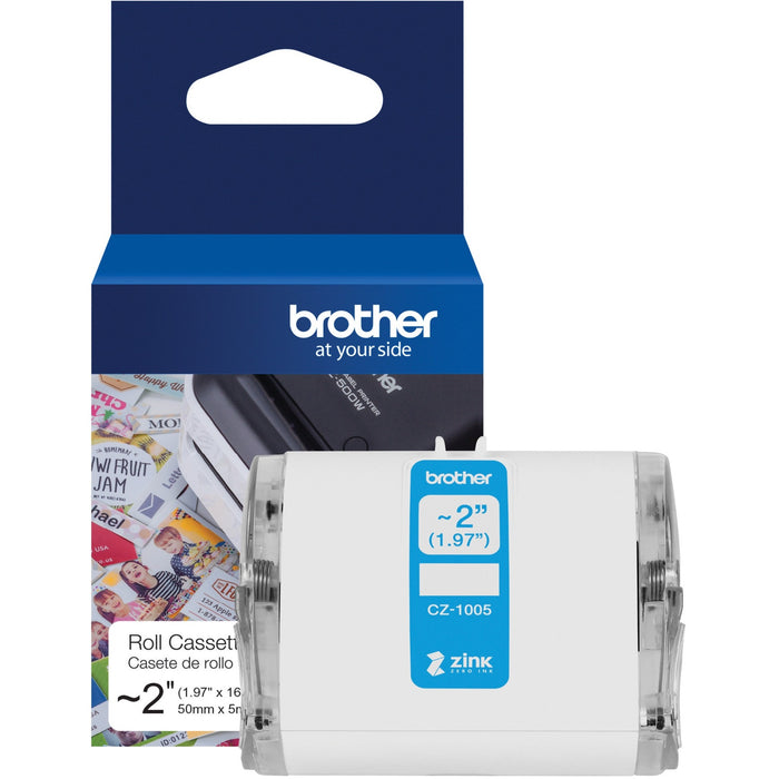 Brother Genuine CZ-1005 continuous length ~ 2 (1.97") 50 mm wide x 16.4 ft. (5 m) long label roll featuring ZINK&reg; Zero Ink technology - BRTCZ1005
