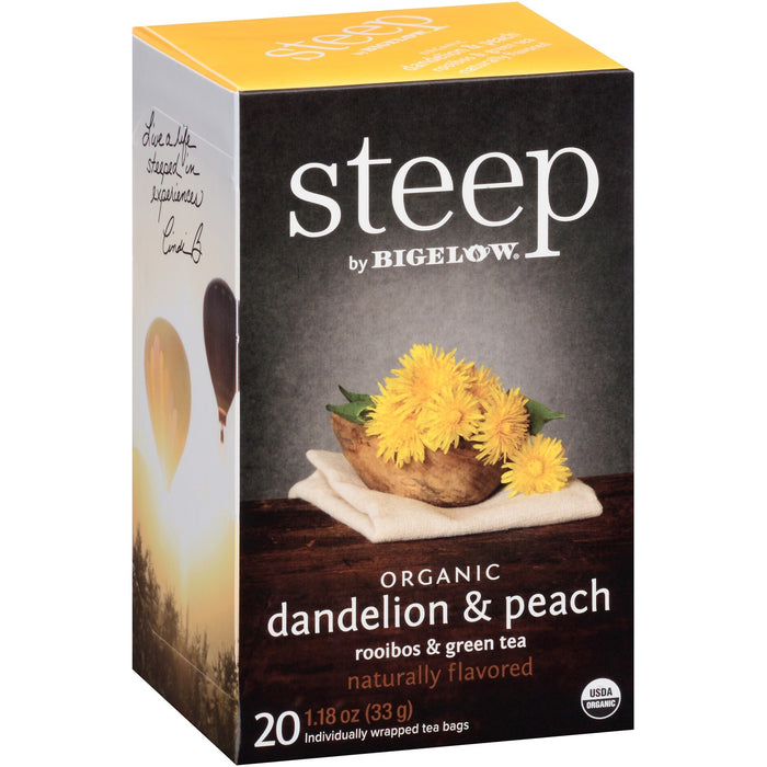 Bigelow Organic Dandelion & Peach Rooibos & Green Tea Herbal Tea, Green Tea Bag - BTC17715