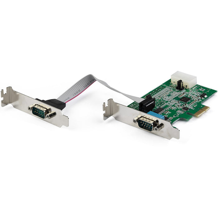 StarTech.com 2-port PCI Express RS232 Serial Adapter Card - PCIe Serial DB9 Controller Card 16950 UART - Low Profile - Windows and Linux - STCPEX2S953LP