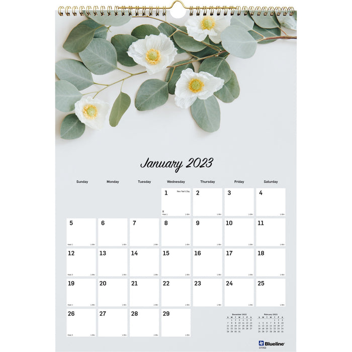 Blueline Romantic Floral Wall Calendar - REDC173122