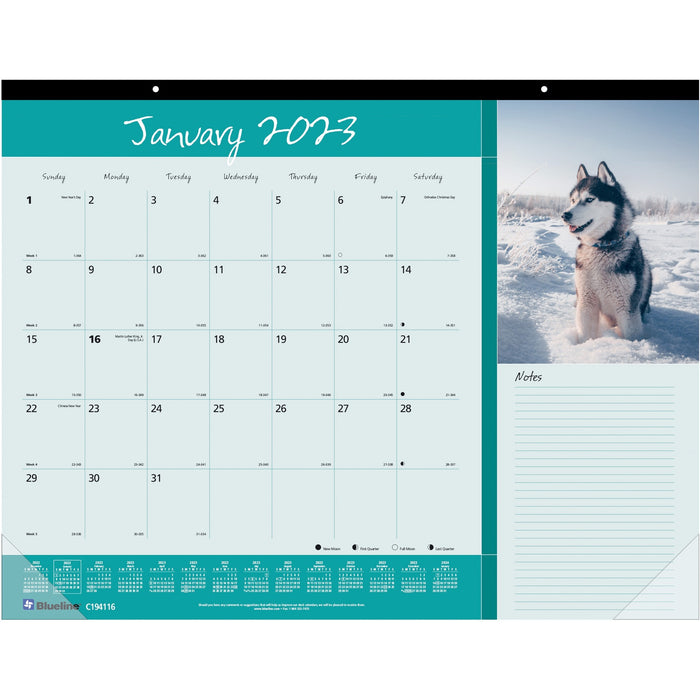 Blueline Man's Best Friend Dogs Desk Pad Calendar - REDC194116