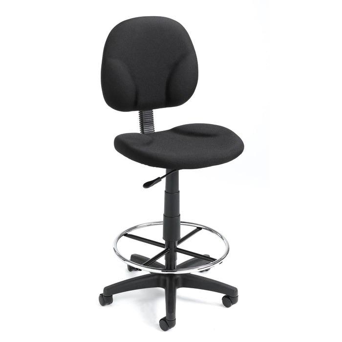 Boss Stand Up Fabric Drafting Stool with Foot Rest, Black - BOPB1690BK