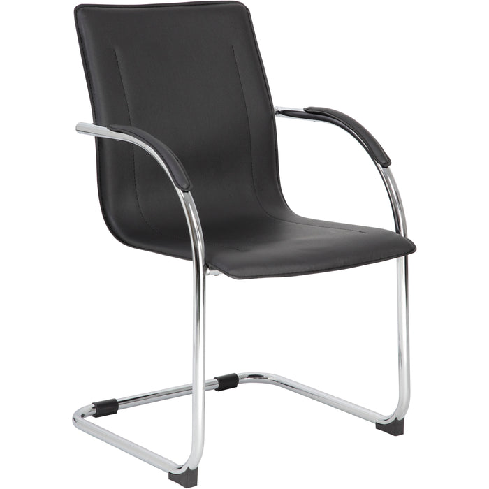 Boss Chrome Frame Black Vinyl Side Chair, 2pcs Per Pack - BOPB95302