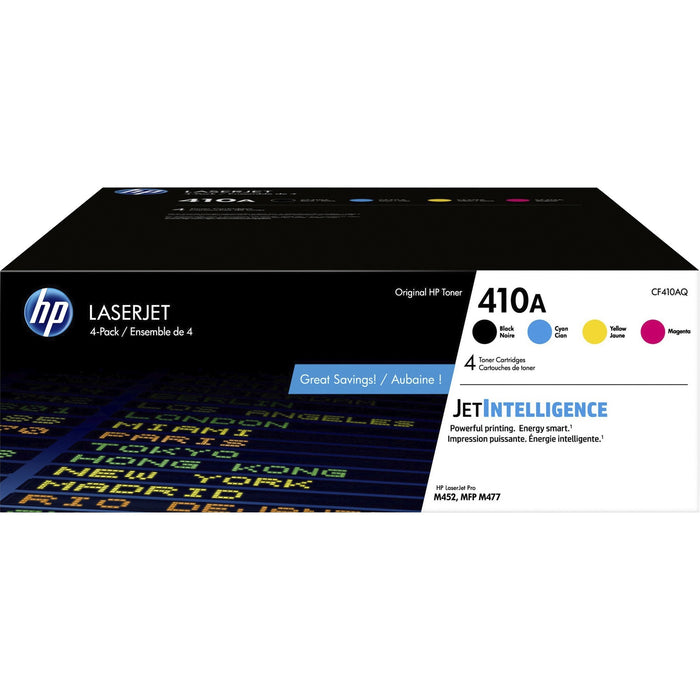 HP 410A (CF410AQ) Original Laser Toner Cartridge - Combo Pack - Black, Cyan, Magenta, Yellow - 4 / Carton - HEWCF410AQ