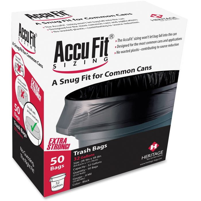 Heritage Accufit Reprime 32 Gallon Can Liners - HERH6644TKRC1CT