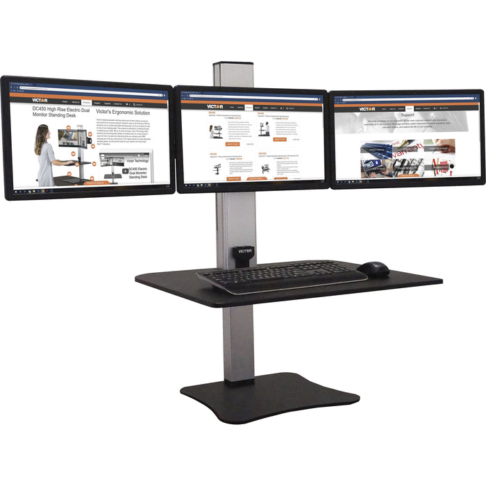 Victor High Rise Electric Triple Monitor Standing Desk - VCTDC475