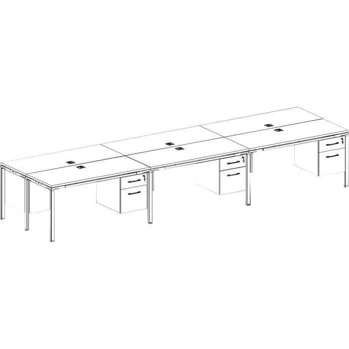 Boss 6 Desks 3 Side by Side and 3 Face to Face with 6 Pedestals - BOPSGSD021110