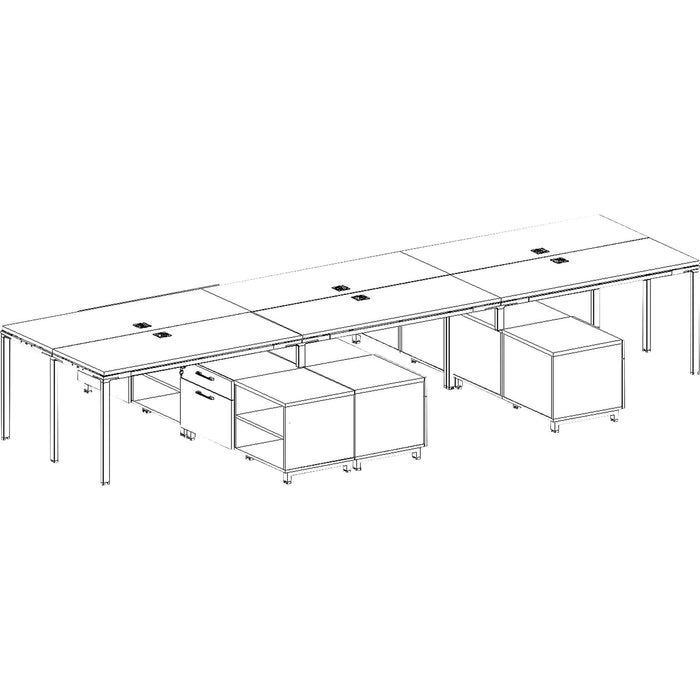Boss 6 Desks 3 Side by Side and 3 Face to Face with 6 Cabinets - BOPSGSD022102