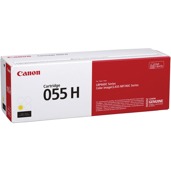 Canon 055H Original High Yield Laser Toner Cartridge - Yellow - 1 Each - CNMCRTDG055HY