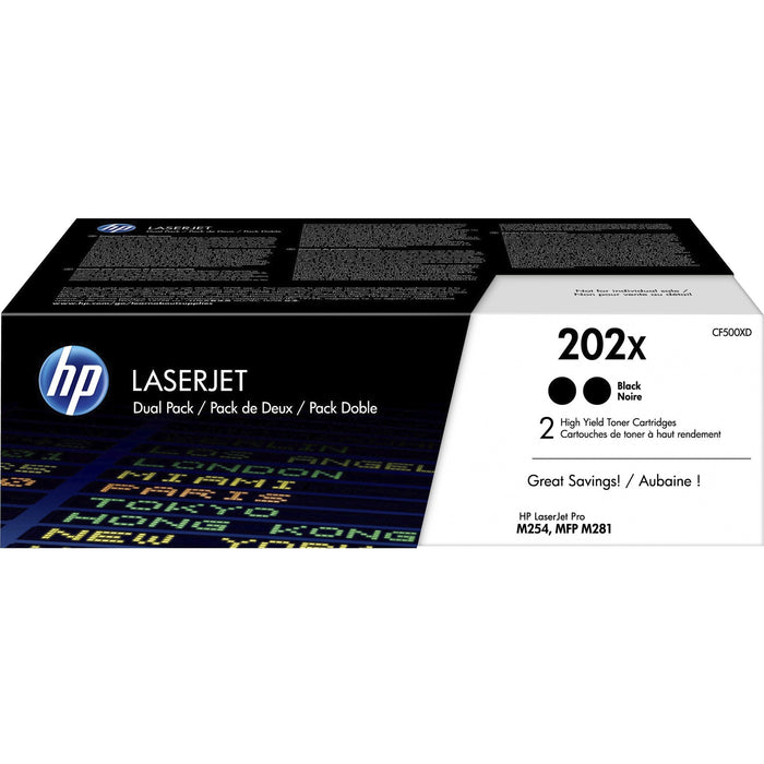 HP 202X (CF500XD) Original High Yield Laser Toner Cartridge - Multi-pack - Black - 1 Each - HEWCF500XD