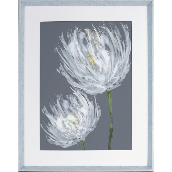 Lorell White Flower Design Framed Abstract Art - LLR04479