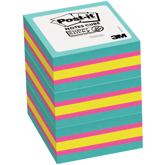 Post-it&reg; Super Sticky Notes Cube - MMM2027SSAFG3PK