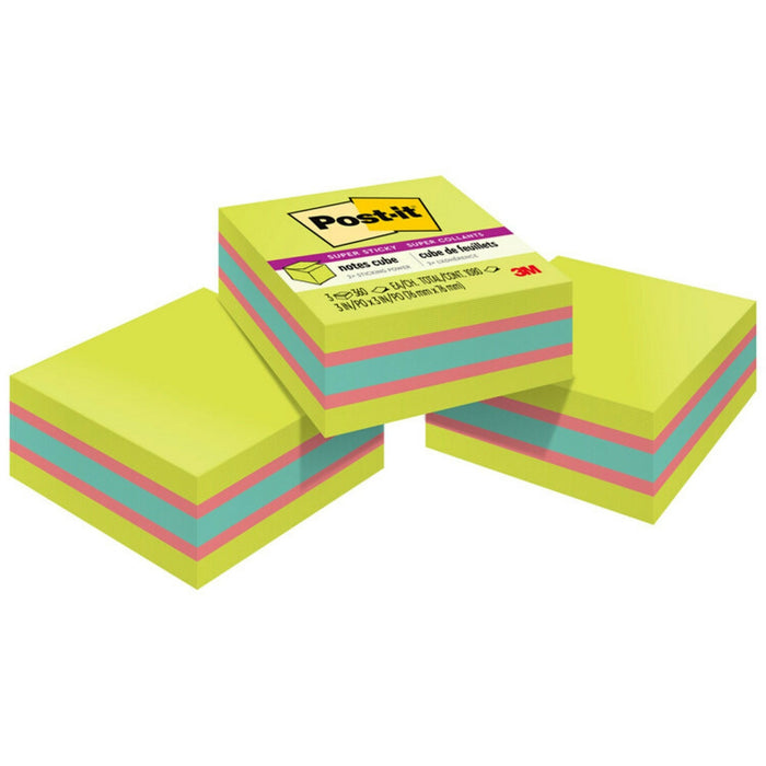 Post-it&reg; Super Sticky Notes Cube - MMM2027SSGFA3PK